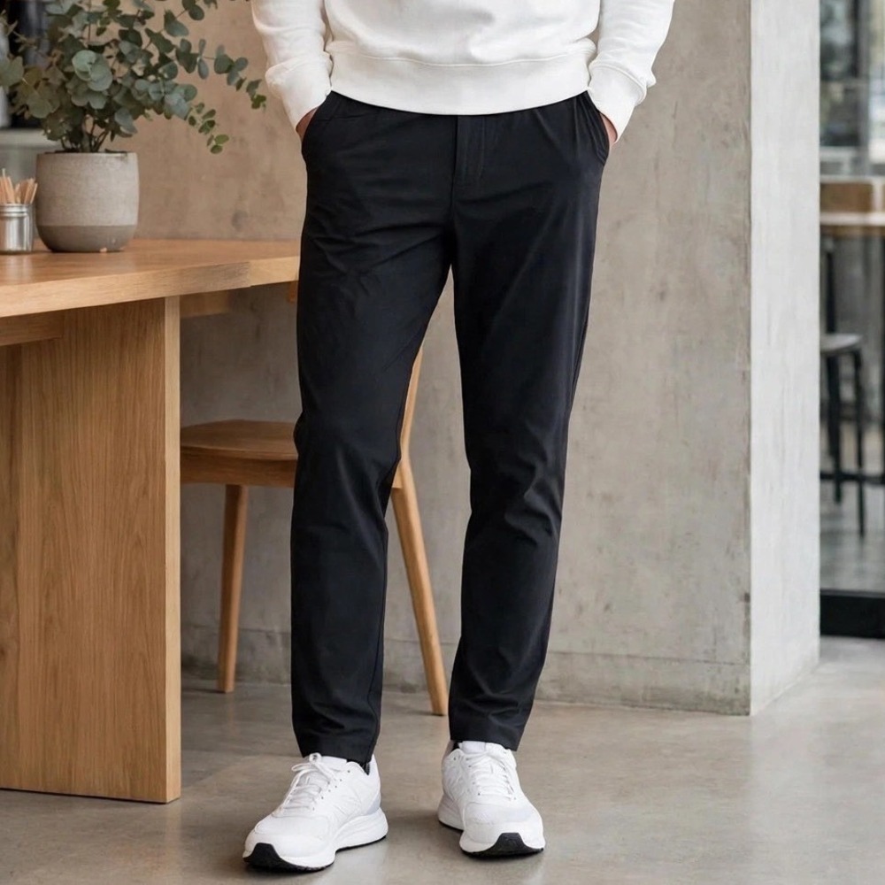Lululemon Commission Slim-Fit Pant Mens 38 Black Technical Trousers 30 In